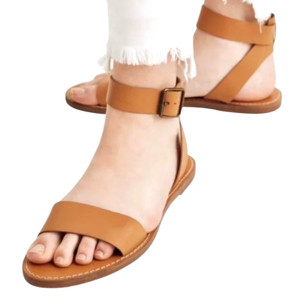 MADEWELL Boardwalk‎ Leather Ankle Strap Sandals. Size 8.5